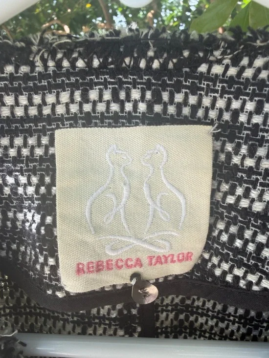 Rebecca Taylor Jacket tweed leather trim zipper legally blonde 2000s classic - Picture 4 of 6